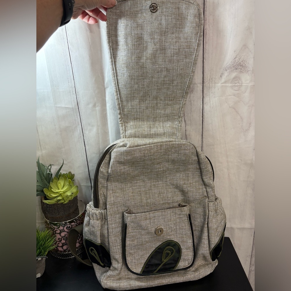 Stylish Gray Backpack With Peacock Embroidery - image 3